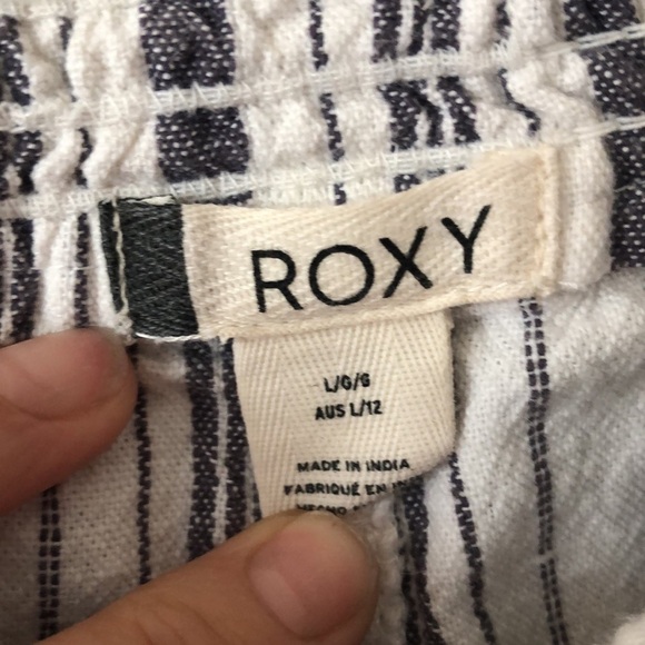 Roxy Oceanside Striped Gray/White Juniors Size L Pockets Beach Lounge Shorts - Picture 6 of 12